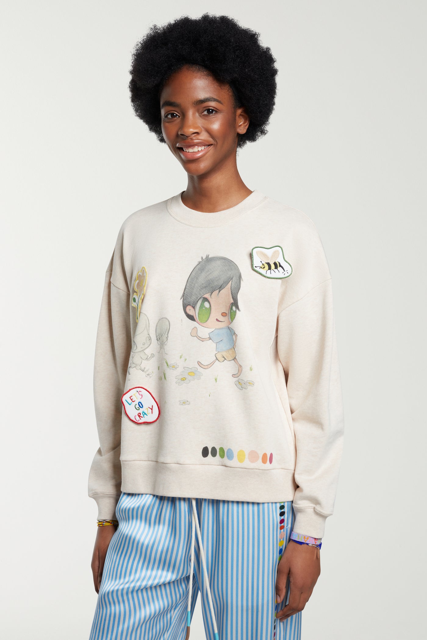 PRINTED SWEATER WITH VELCRO PATCHES & POUCH